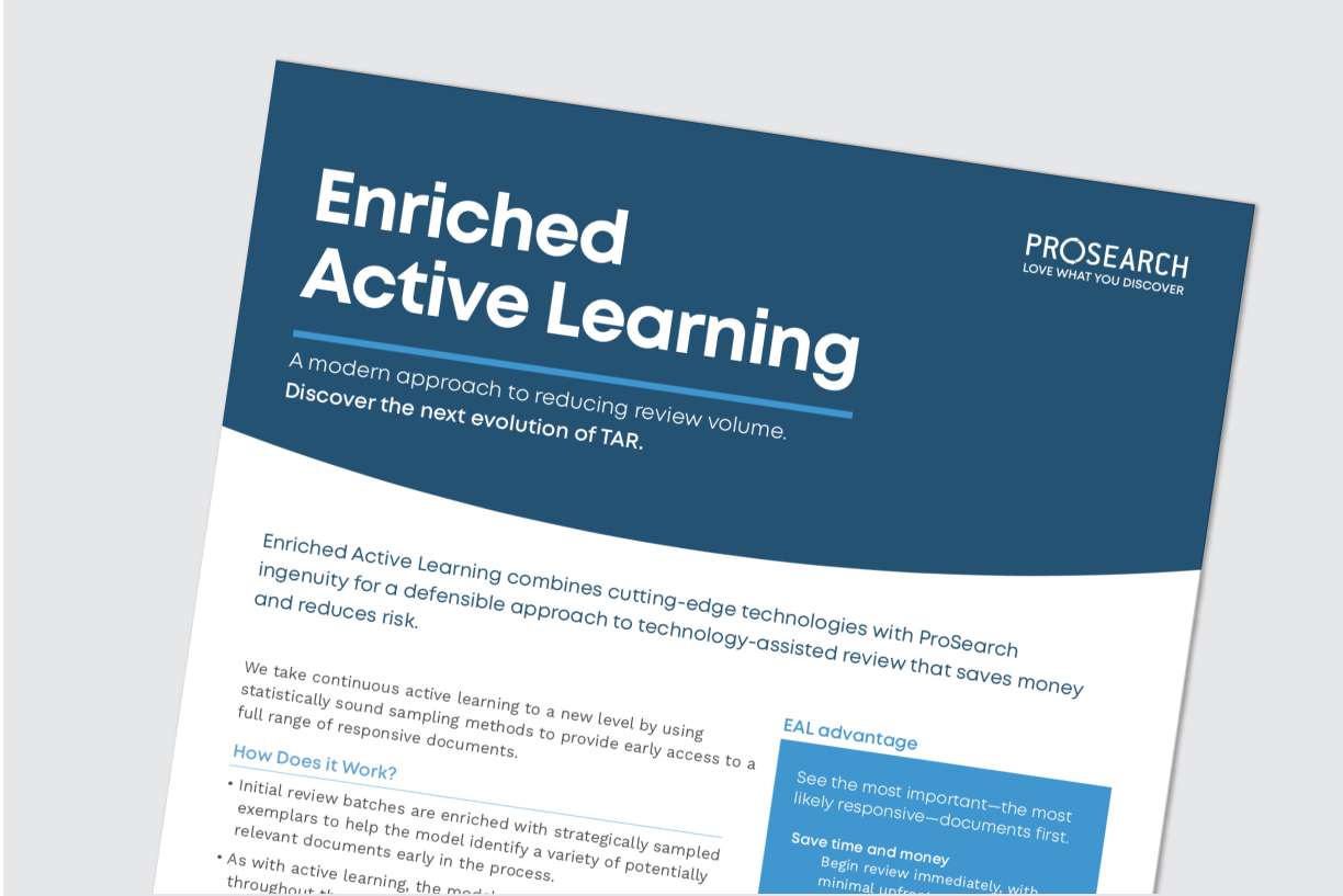 Enriched Active Learning, ProSearch's TAR 3.0 and AI workflow