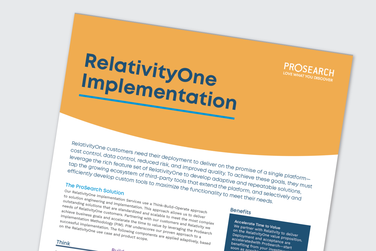 Relativity RelOne implementation